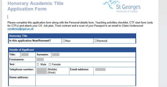 Honorary Academic Title Application Form