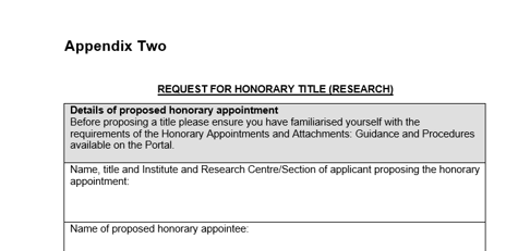 Request for Honorary Title